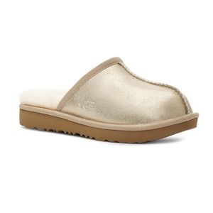 NIB Gold Ugg Keegan Kids’ Metallic Fur Lined Slipper Size 3 Little Kids